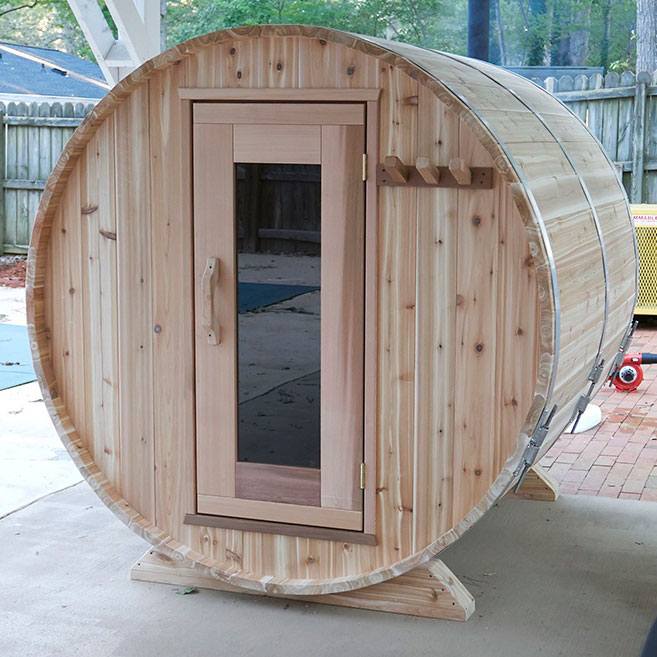 clear cedar barrel sauna